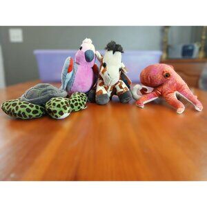 Wild Republic Plush Lot Octopus Giraffe Turtle Parrot
